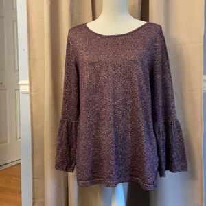 EUC, Calvin Klein mettalic top, size large, color: burgundy/gold